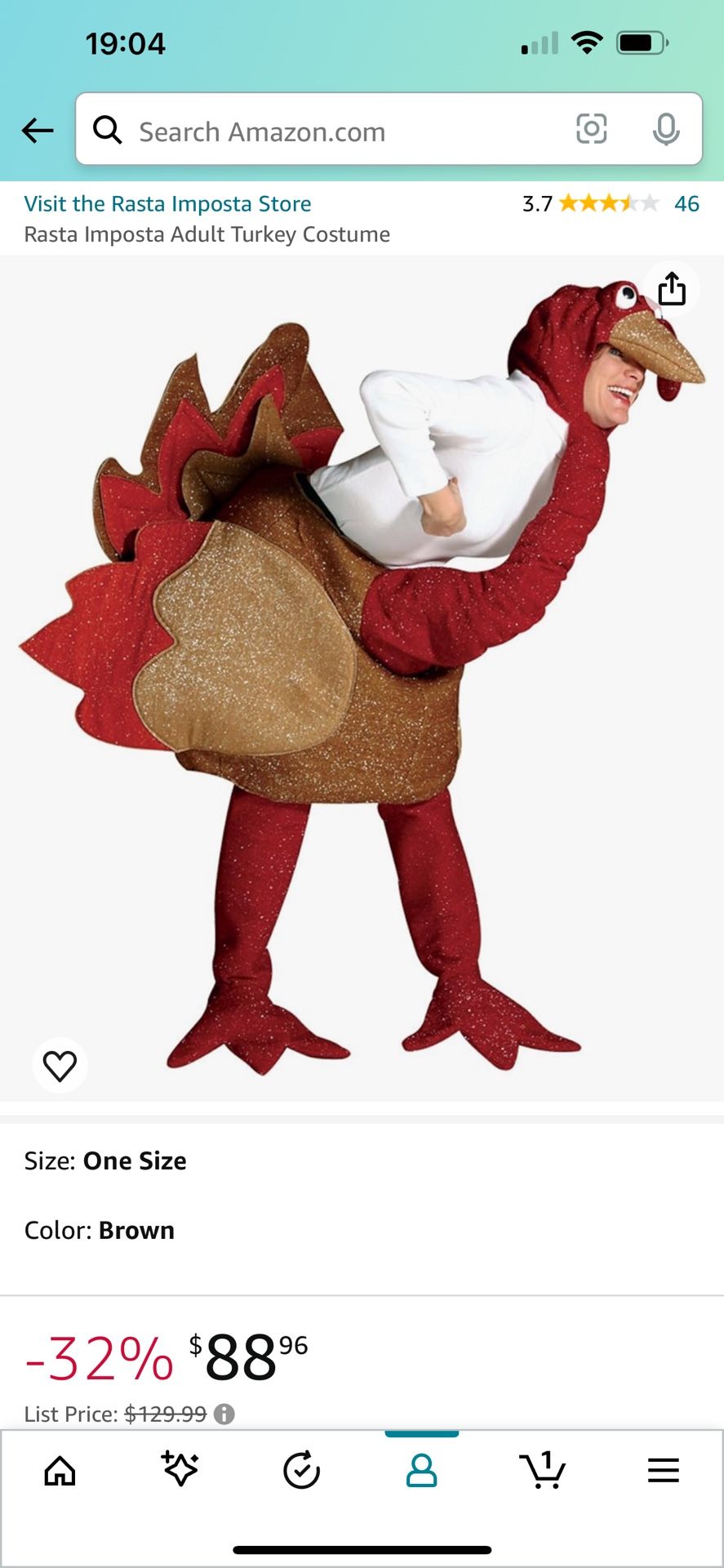 Rasta Imposta Adult Turkey Costume