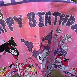 Happy Birthday Kuromi And Friends Backdrop