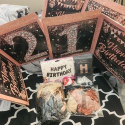 21 BIRTHDAY DECOR Blk/Rose Gold