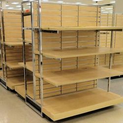 Retail Display Shelves Strong Slatwall Chrome Racks on wheels