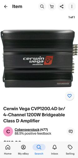 Cerwin Vega CVP1200.4D br/ 4-Channel 1200W Bridgeable Class D Amplifier