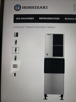 HOSHIZAKI km-350MAJ commercial air-cooled ice machine with storage bin for sale