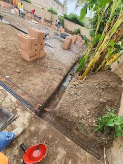 Block Wall Planter & Concrete