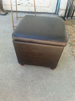 Brown Faux Leather Square Storage Ottoman/Cube