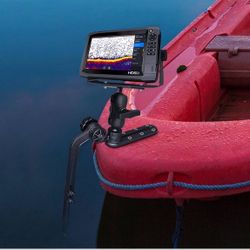 1.5Ball Kayak Fish Finder Mount with Transducer Mounting Arm, Marine Electronic Mount Plate with Low Profile Track, Compatible with RAM Mounts, Scotty