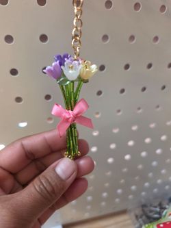Handmade bead keychain bouquet