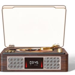 Retro CD Player with 3.5 mm Stereo Amplifier, Desktop CD Player Bluetooth