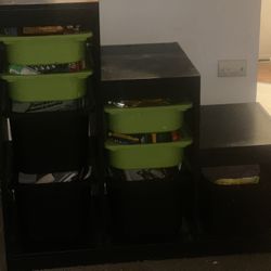 Black Green Storage Wood And Plastic 