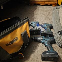 20v cordless drill and 2 drivers