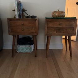 Soli Wood Night Table With Charging Port In Back 2 USB AND 2 Outlets Available 