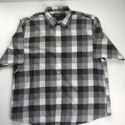 Claiborne Button Up Shirt Short Sleeve Plaid Men's XL