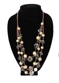 NWT Kate Spade "It Takes All Sorts" Clear Baubles Faux Pearls Gold Necklace