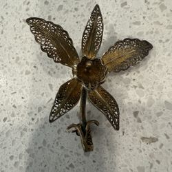 800 silver filigree orchid brooch
