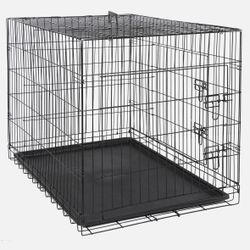 42" Double Door Folding Metal Wire Dog Pet Crate Kennel Dog Cage w/Tray