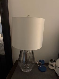 2 Clear Glass Table Lamp with White Shade