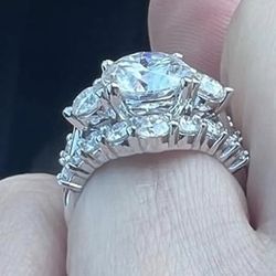 Moissanite Wedding Ring Set 3CT Center Stone
