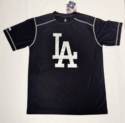 LA Dodgers Jersey Shirt Mens Medium Black Stitches MLB Logo Athletic Tee
