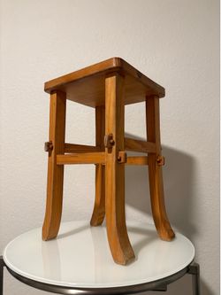 Vintage Wood Stool Plant Stand Tawain