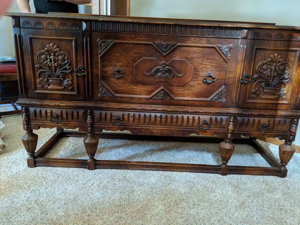Dining Table And Buffet (Antique)