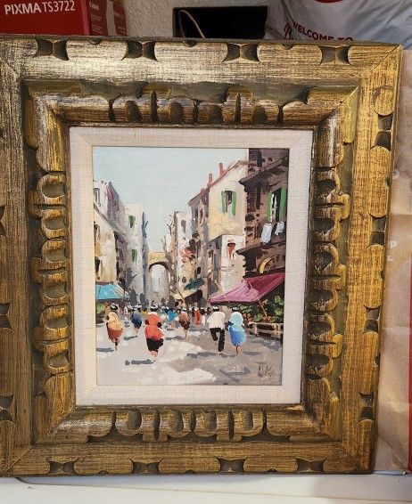ANTONIO DEVITY ORIGINAL OIL ON CANVAS PAINTING PARIS Signed Stamped Street Scene