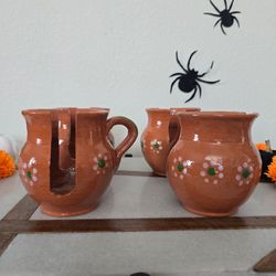 Clay, Napkin Holders, dotted flower designMade in Mexico