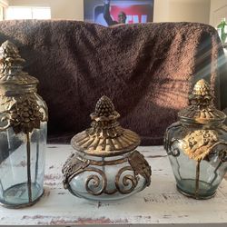 Set Of Candle Holders. (3) 