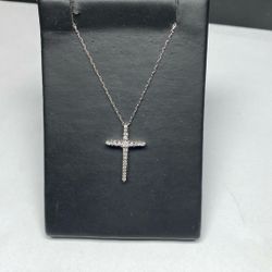 Ladies Diamond Cross And Necklace