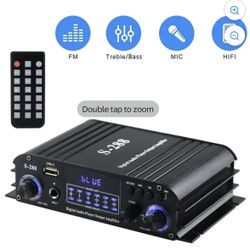 4 Channel Bluetooth Stereo Amplifier, 50Wx4 HiFi Power Amp, 1200W Max, USB/SD/FM, Class D Home Audio Receiver for Home Car DIY Passive Speakers Theate