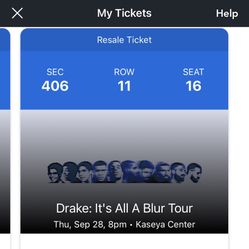 DRAKE TICKETS SECTION 406 ROW 11 SEATS 15 AND 16 300 EACH 