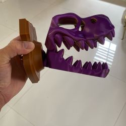 BuildInk™ 3D Printed T-Rex Wall Mount – Articulated Dinosaur Skull Trophy – Unique Gold or Purple PLA – Decorative Wall Art