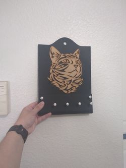 Wooden Carved Cat Key Holder