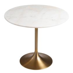 Leilani White Marble Top and Gold Tulip Dining Table