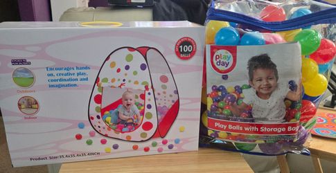 Kids Pop-Up Ball Pit Tent + 100 Play Balls – New in Box