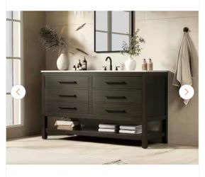 60 in. Single Sink Mocha Brown Bath Vanity with White Engineered Marble Top