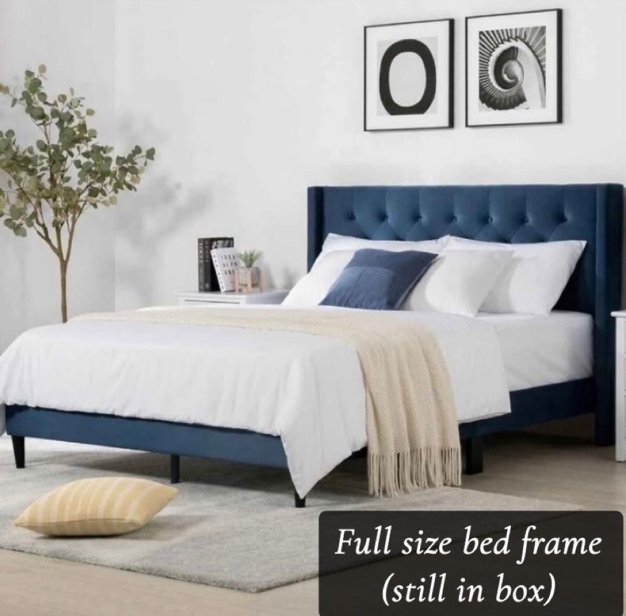Brand New Full Size Bed Frame (still In Box) With A Brand New 12” Hybrid Mattress $350 - Same Day Delivery- Hablo Espanol