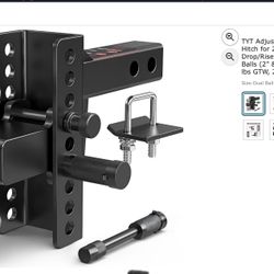 TYT Adjustable Truck Trailer Hitch for 2 inch Receiver, 6" Drop/Rise Tow Hitch with Dual Balls (2" & 2-5/16")