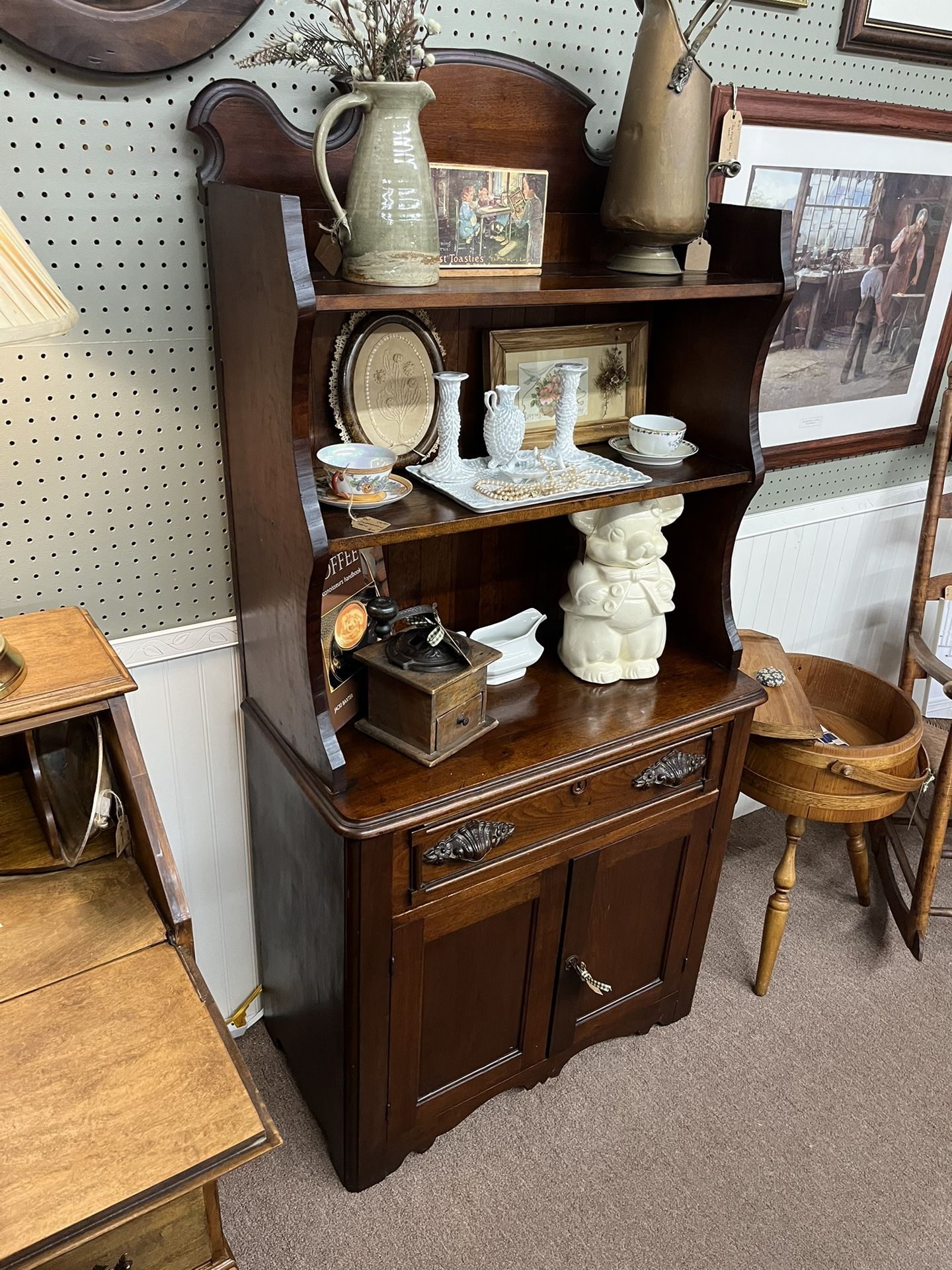 Antique Old Display Cabinet Shelf
