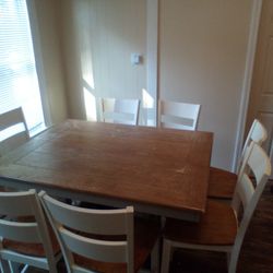 Wooden Table with 8 Chairs Extendable 