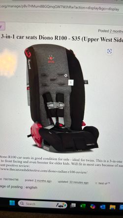 Two 3-in-1 Car Seats Diono R100
