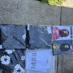 Sp5der hoodie , Denim tears , bape shirts and purple shirt 