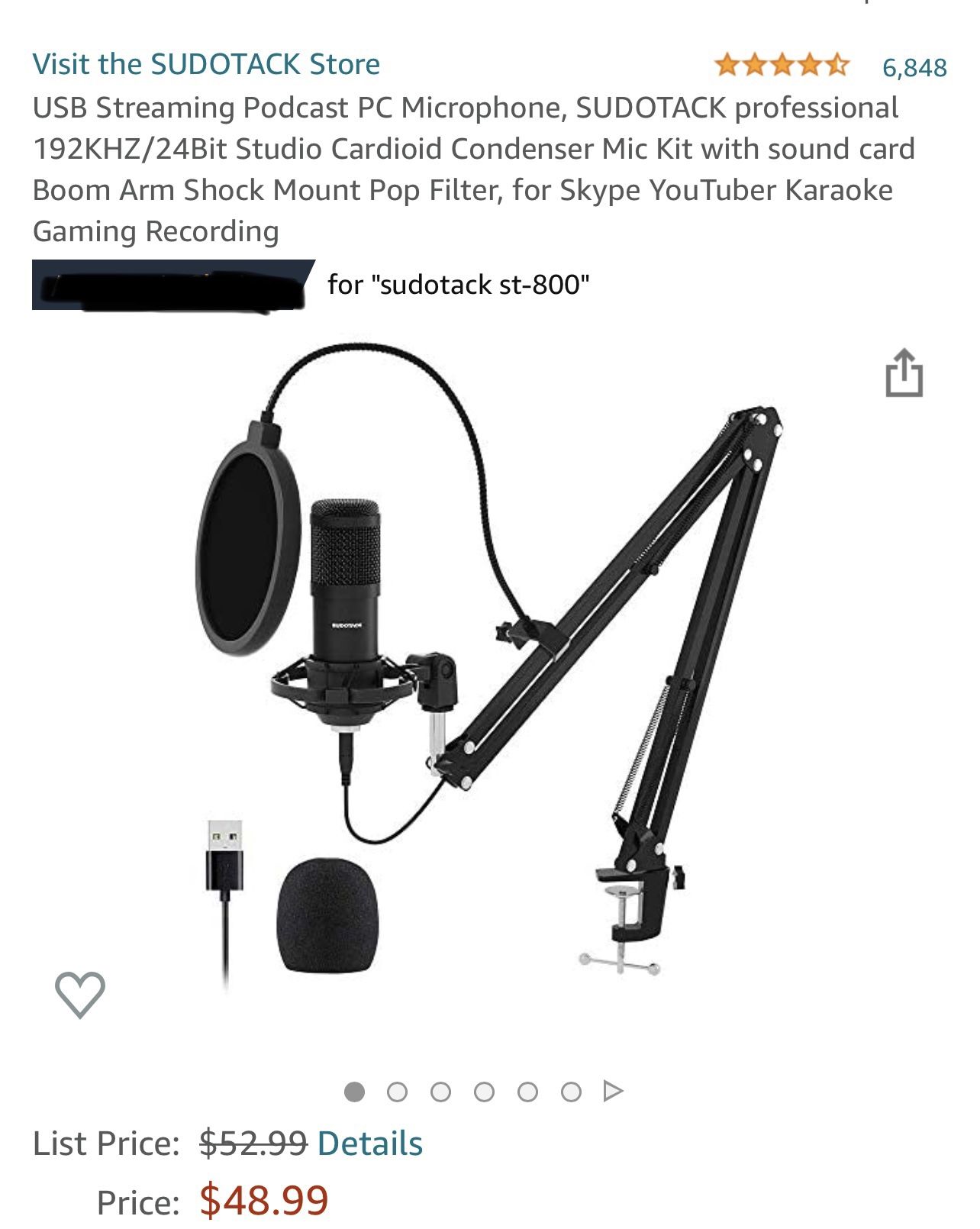 Sudotack usb microphone professional, great for podcast mic, gaming mic, YouTube mic and computer karaoke for $30