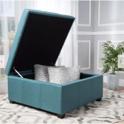 35" Teal Square Tufted Storage Ottoman [NEW]  **Retails for $240