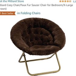 Milliard Cozy Chair/Faux Fur Saucer Chair for Bedroom/X-Large (Brown) 