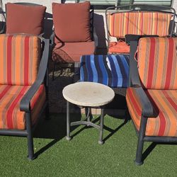 $800 ARIZONA IRON HUGE 2 CHAIRS WITH SUNBRELLA CUSHIONS 