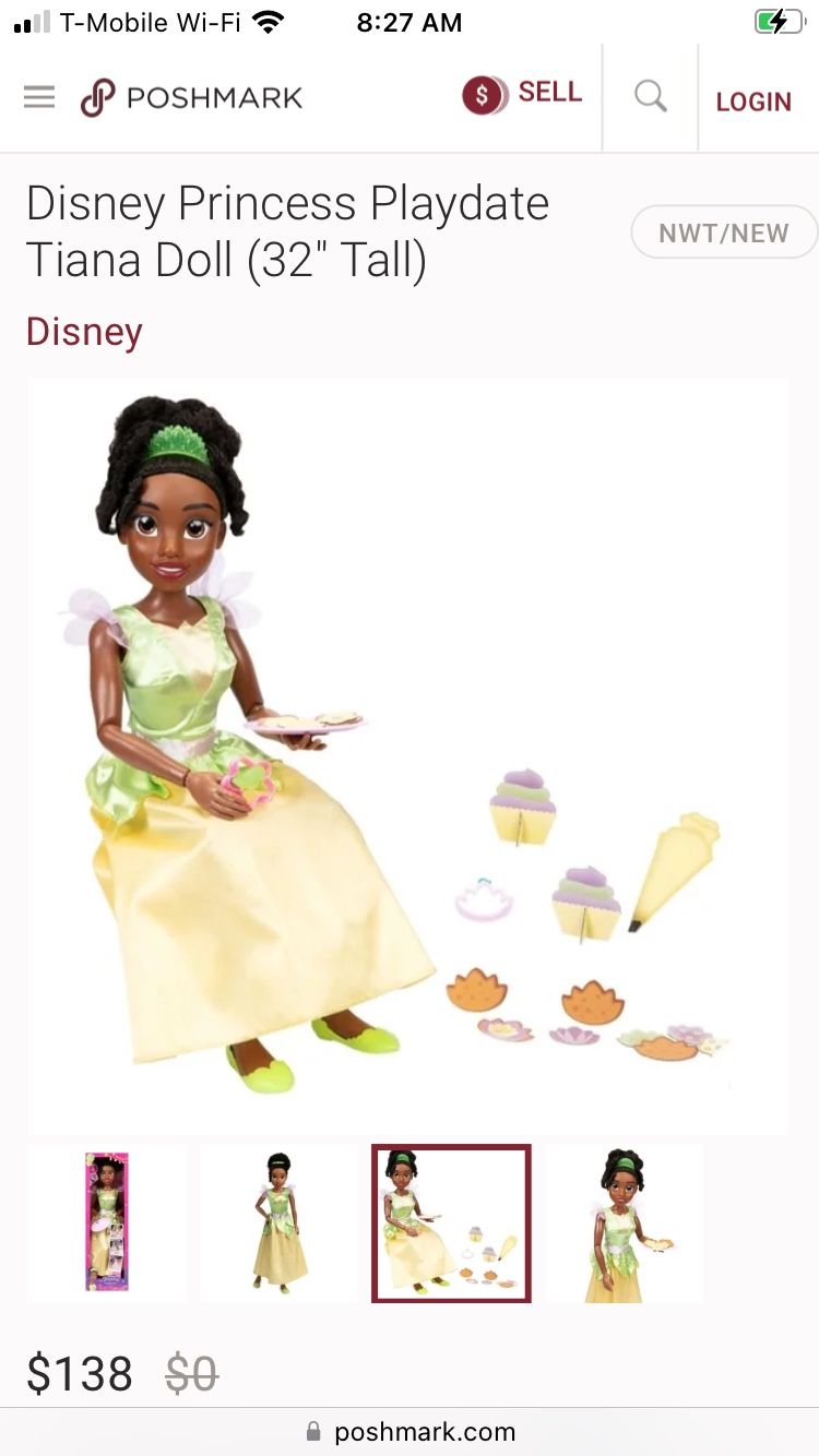 Disney Princess Life Size 32” Tall Tiana Doll Brand New In Package