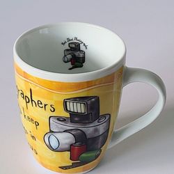 H & H "Hot Shot Photographer" Multicolored Coffee Mug Fine Porcelain EUC