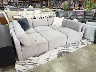Grey Sectional Fabric Modular Couch