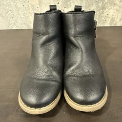 Black Faux Leather Ankle Boots - toddler girl size 10