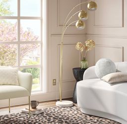 MCM brass globe floor lamp with genuine marble base