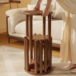 Set of 4 Wooden Stools 